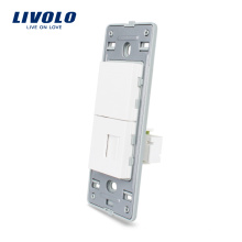 Livolo US Telephone Socket RJ11 With White Pearl Crystal Glass wall socket outlet 220V VL-C5-1T-11 Without Glass